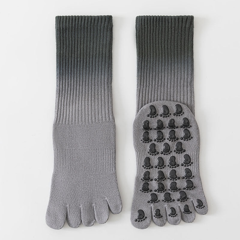 ZoraSocks Gradient Mid-Calf Five-Toe Pilates Grip Socks