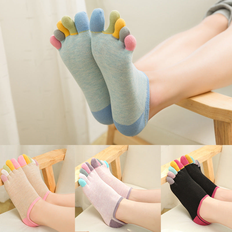 Women's Breathable Colourful Five-Toe No-Show Socks