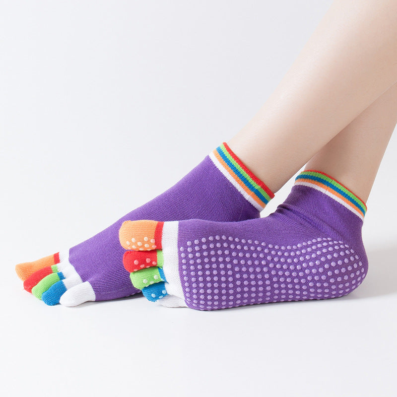ZoraSocks Five-Toe Colorful Non-Slip Yoga Socks