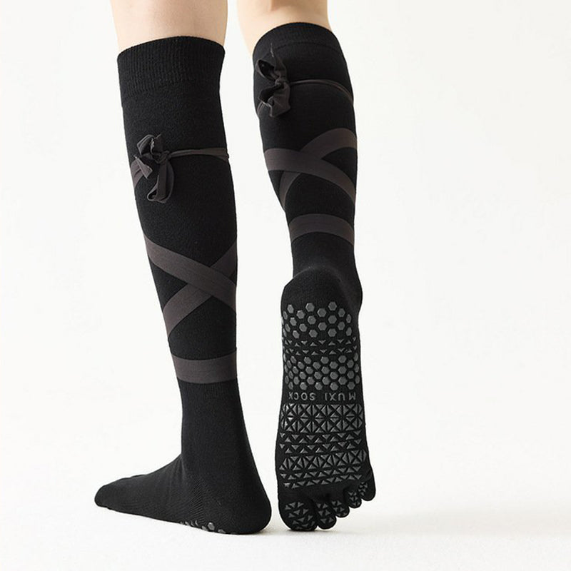 ZoraSocks Lace-Up Knee-High Five-Toe Grip Socks
