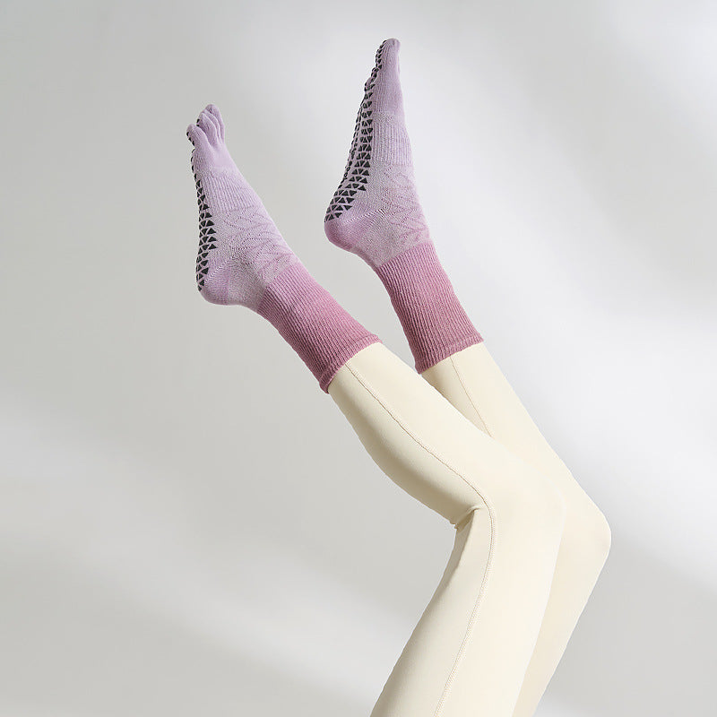 ZoraSocks Mid-Calf Five-Toe Pilates Grip Socks
