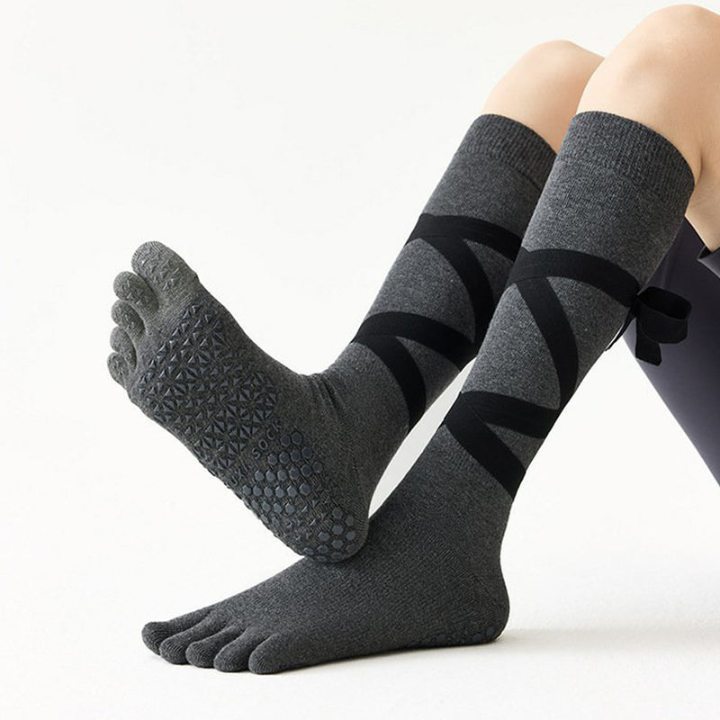 ZoraSocks Lace-Up Knee-High Five-Toe Grip Socks