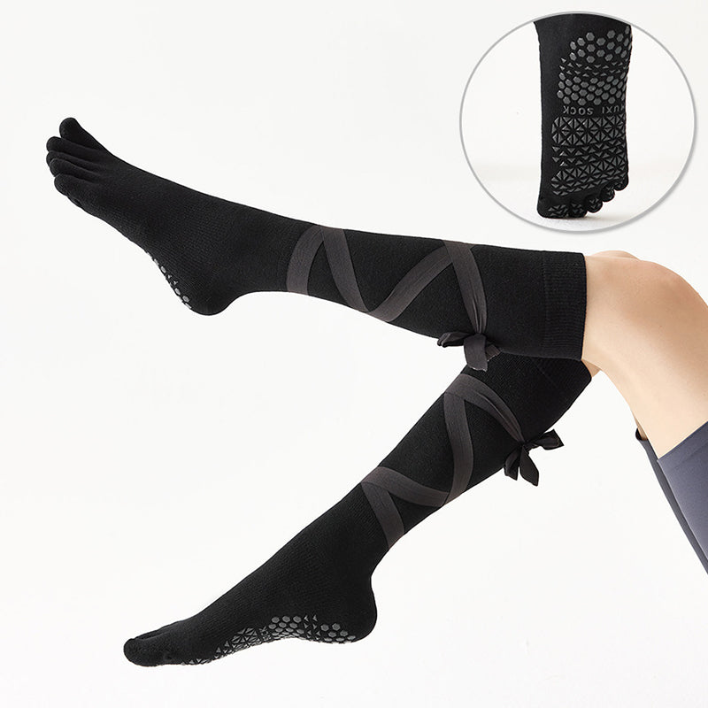 ZoraSocks Lace-Up Knee-High Five-Toe Grip Socks