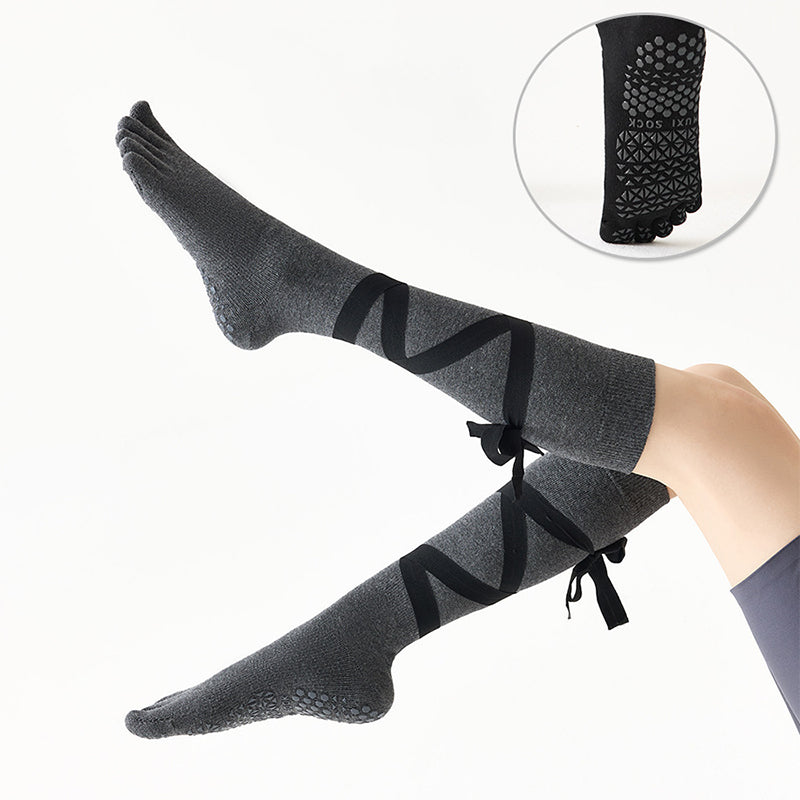 ZoraSocks Lace-Up Knee-High Five-Toe Grip Socks