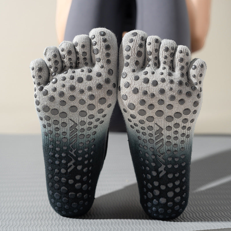 ZoraSocks Gradient Cross-Strap Five-Toe Pilates Grip Socks
