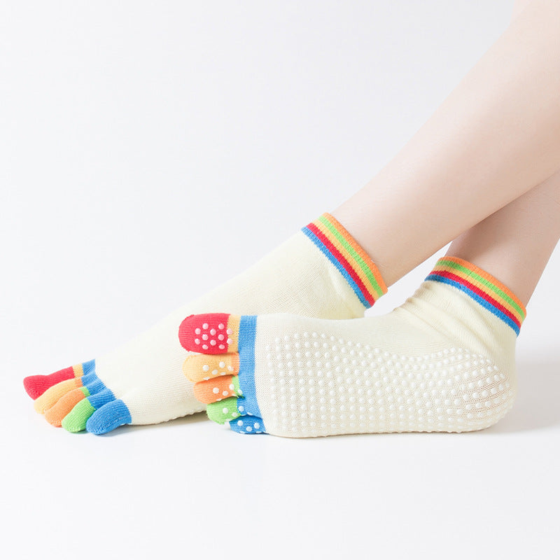 ZoraSocks Five-Toe Colorful Non-Slip Yoga Socks