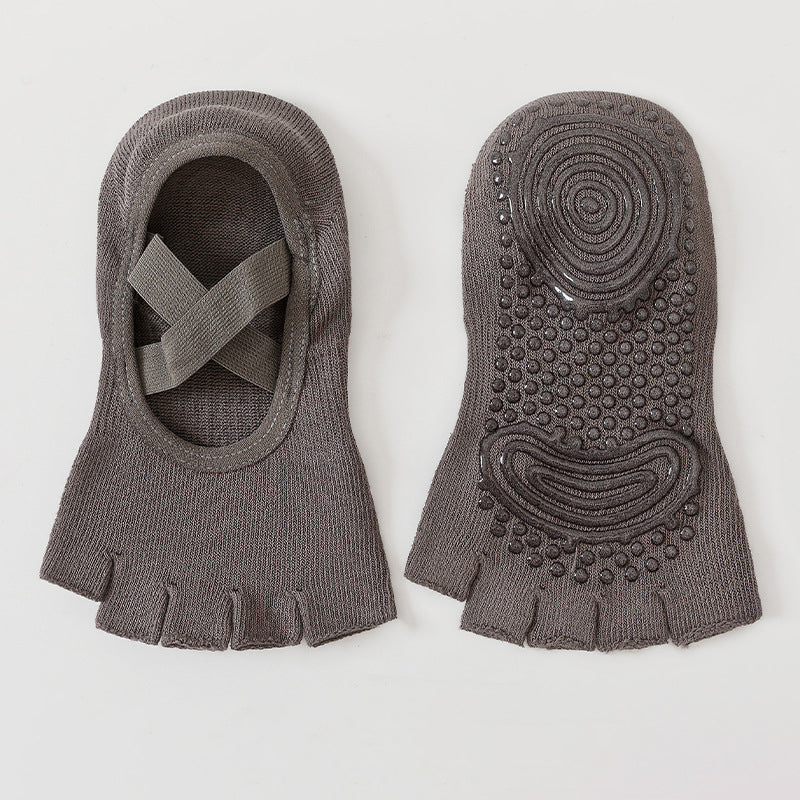 ZoraSocks Cross-Strap Half-Toe Pilates Grip Socks
