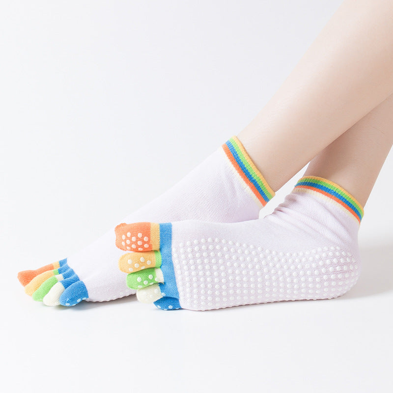 ZoraSocks Five-Toe Colorful Non-Slip Yoga Socks