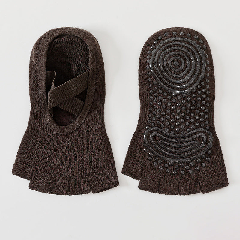 ZoraSocks Cross-Strap Half-Toe Pilates Grip Socks