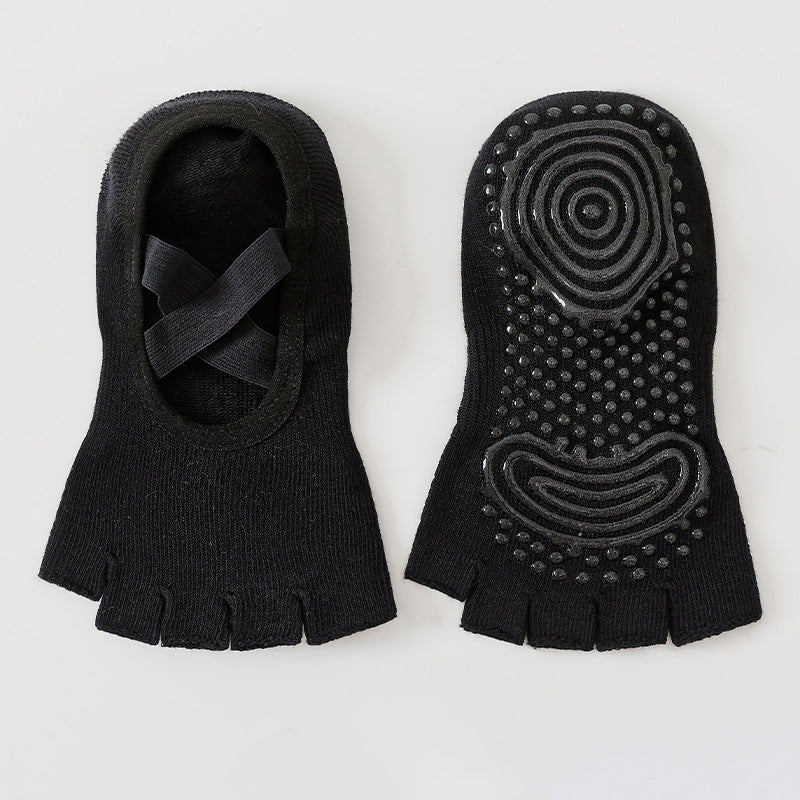 ZoraSocks Cross-Strap Half-Toe Pilates Grip Socks