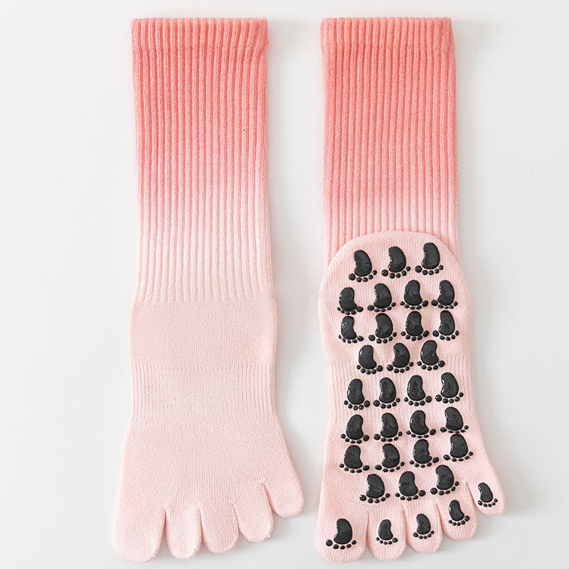 ZoraSocks Gradient Mid-Calf Five-Toe Pilates Grip Socks