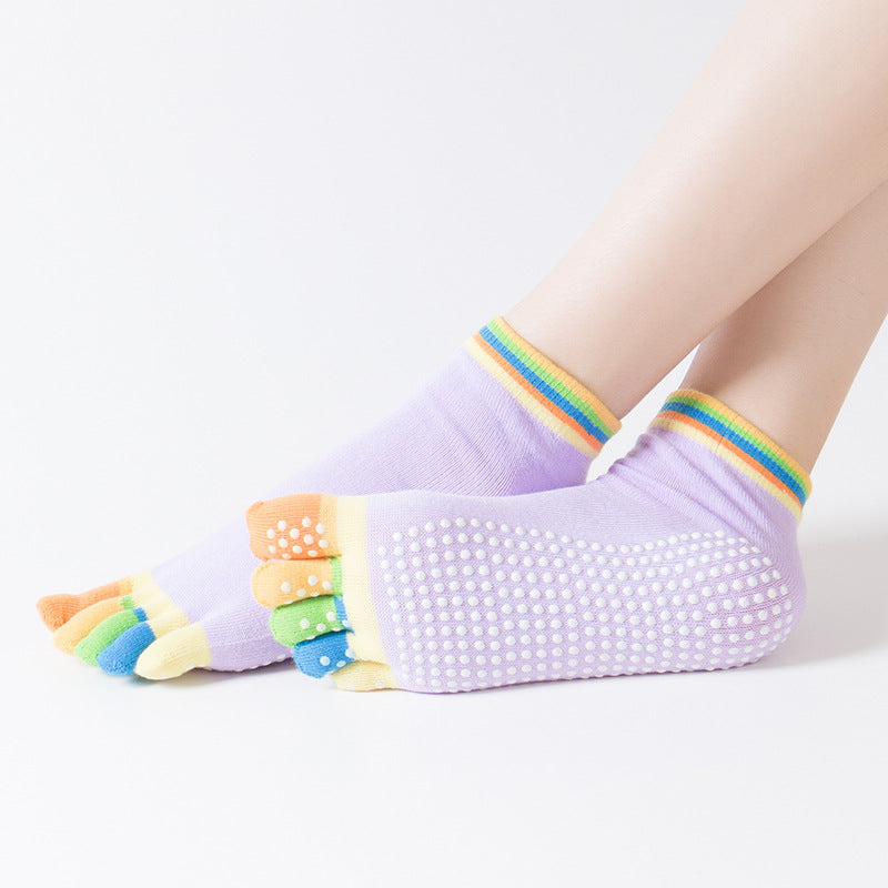 ZoraSocks Five-Toe Colorful Non-Slip Yoga Socks