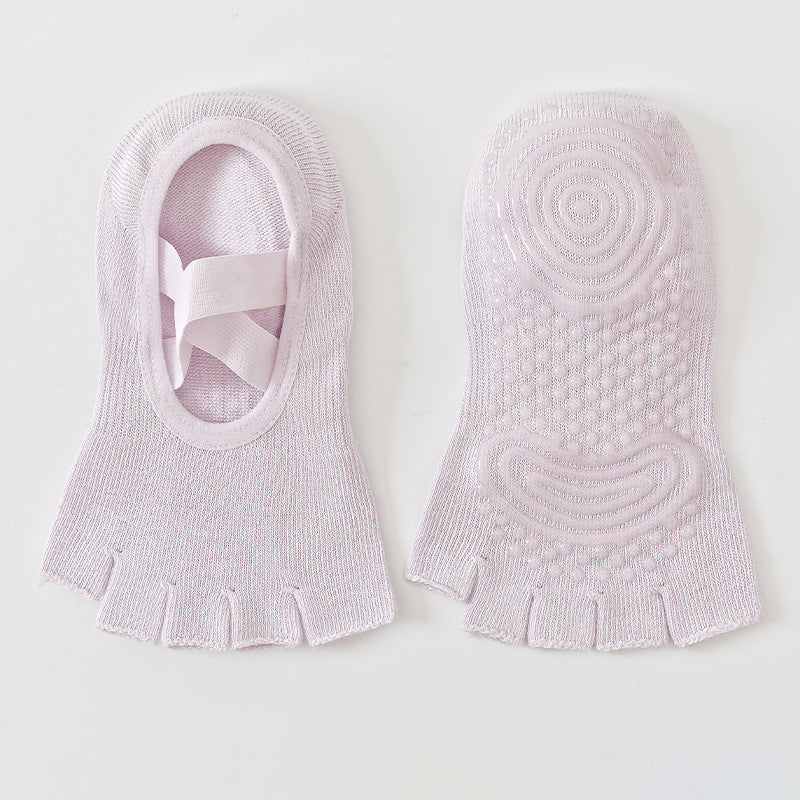 ZoraSocks Cross-Strap Half-Toe Pilates Grip Socks