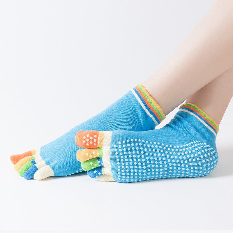 ZoraSocks Five-Toe Colorful Non-Slip Yoga Socks