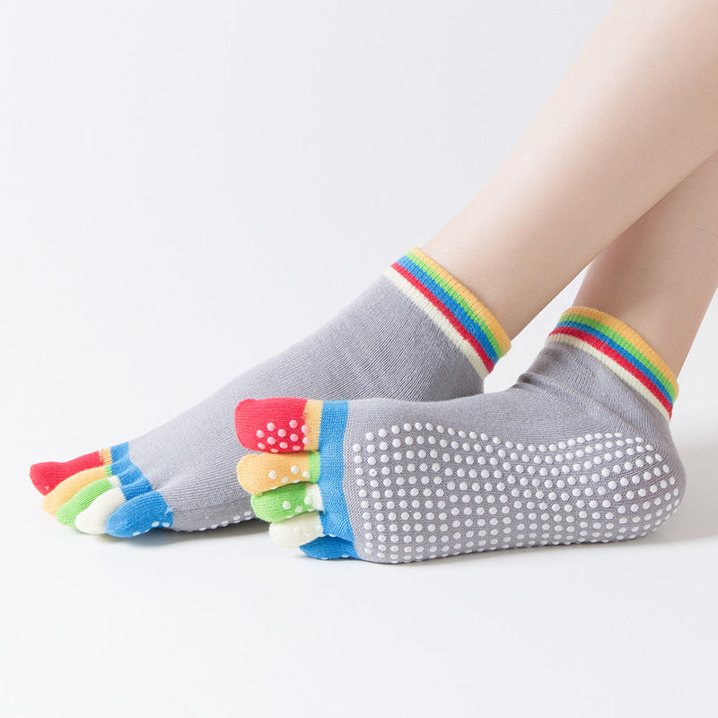 ZoraSocks Five-Toe Colorful Non-Slip Yoga Socks