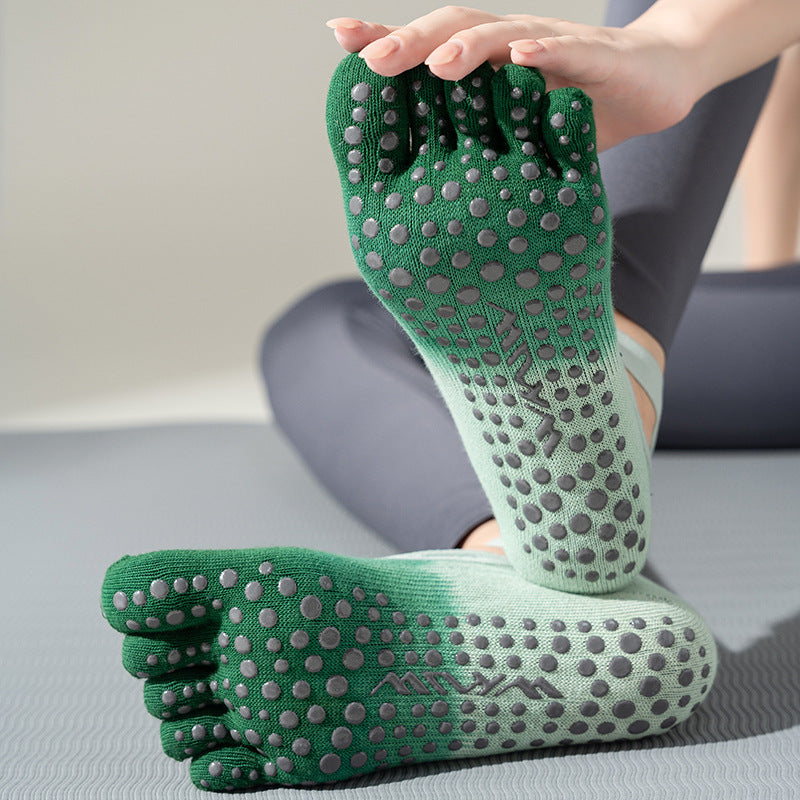 ZoraSocks Gradient Cross-Strap Five-Toe Pilates Grip Socks