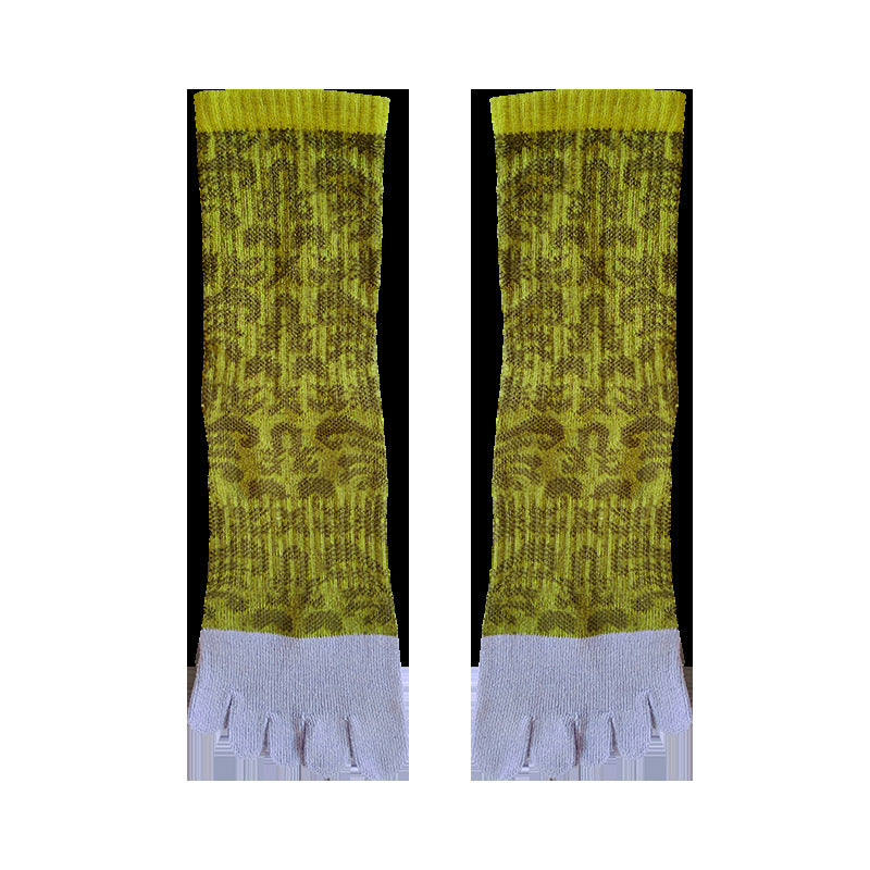 ZoraSocks Floral Mid-Calf Five-Toe Grip Socks
