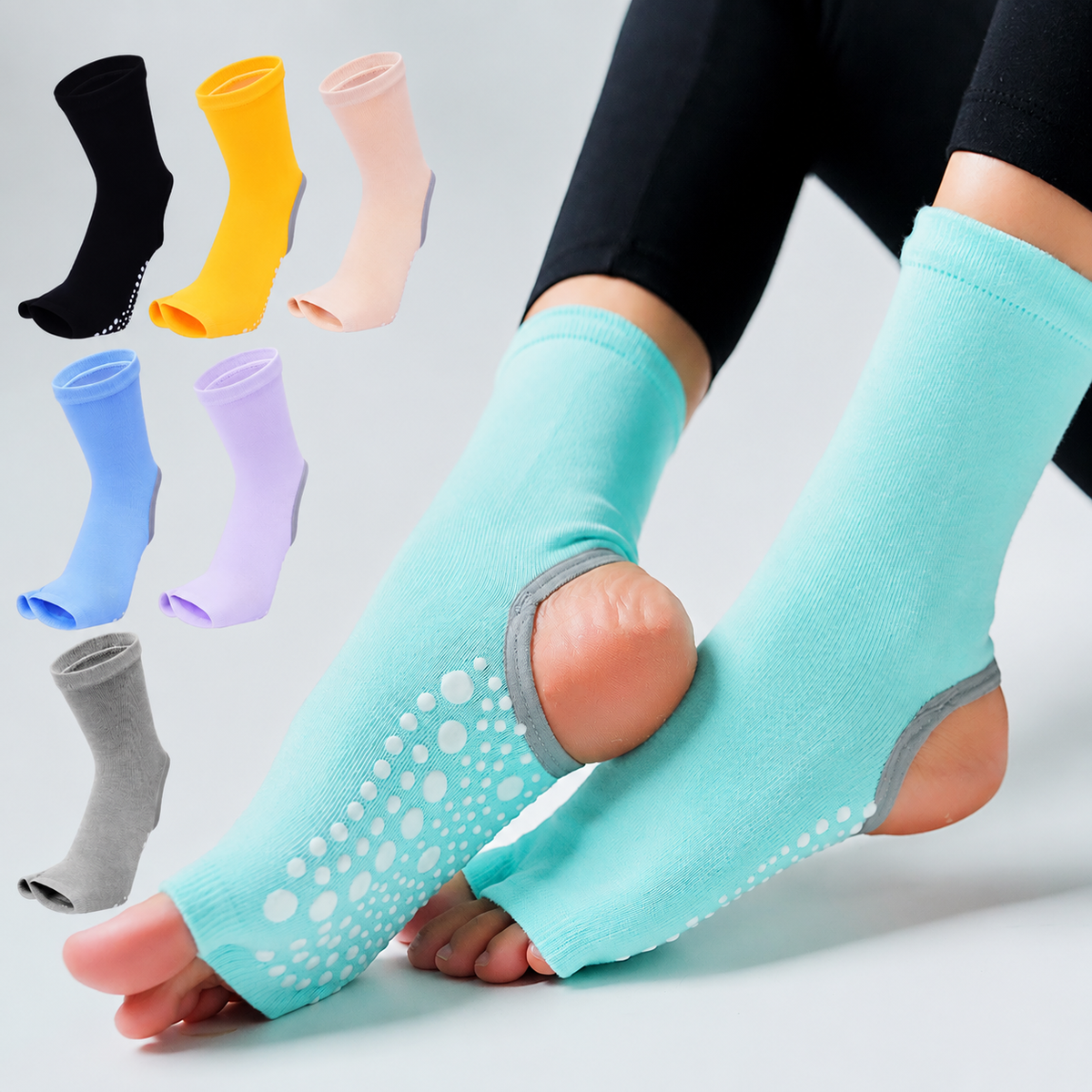 ZoraSocks Air Crew Half-Toe Pilates Grip Socks
