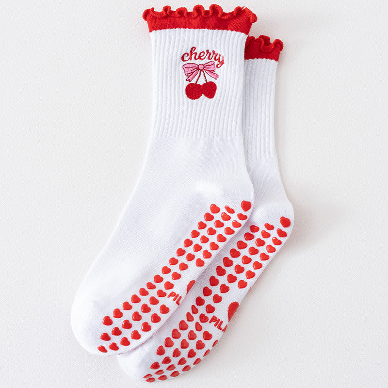 Women's Cartoon Pilates Yoga Grip Crew Socks