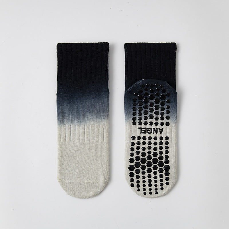 Women's Two-Tone Pilates Yoga Grip Crew Socks