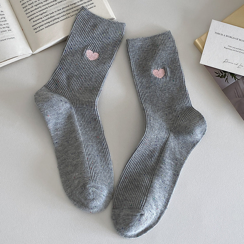 Women's Striped Heart-Label Slouch Crew Socks