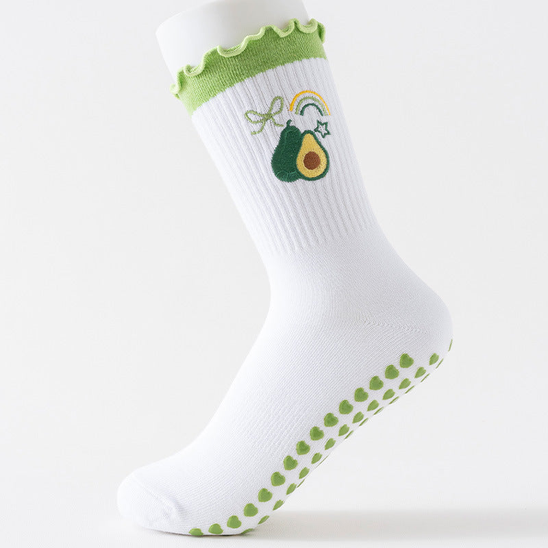 Women's Cartoon Pilates Yoga Grip Crew Socks