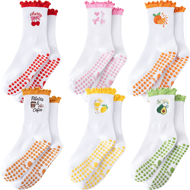Women's Cartoon Pilates Yoga Grip Crew Socks