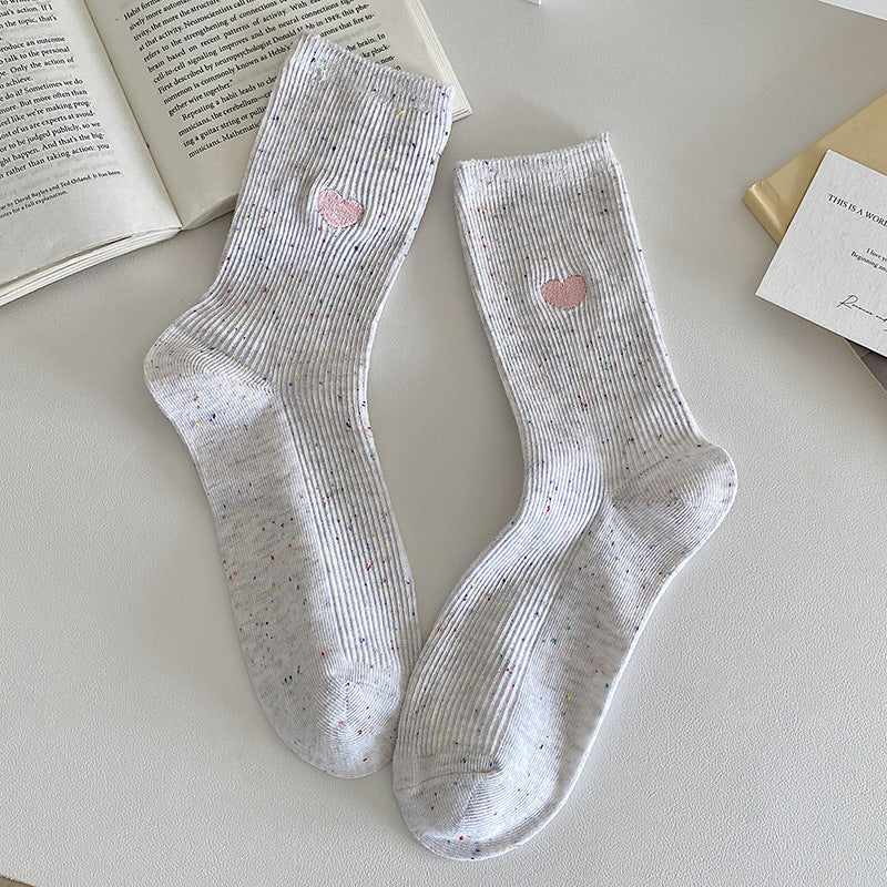 Women's Striped Heart-Label Slouch Crew Socks