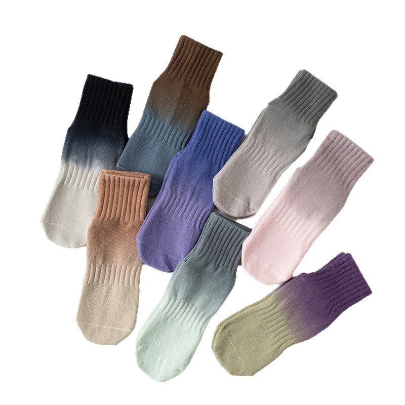 Women's Two-Tone Pilates Yoga Grip Crew Socks