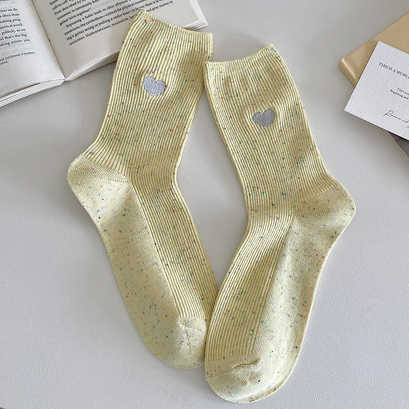 Women's Striped Heart-Label Slouch Crew Socks