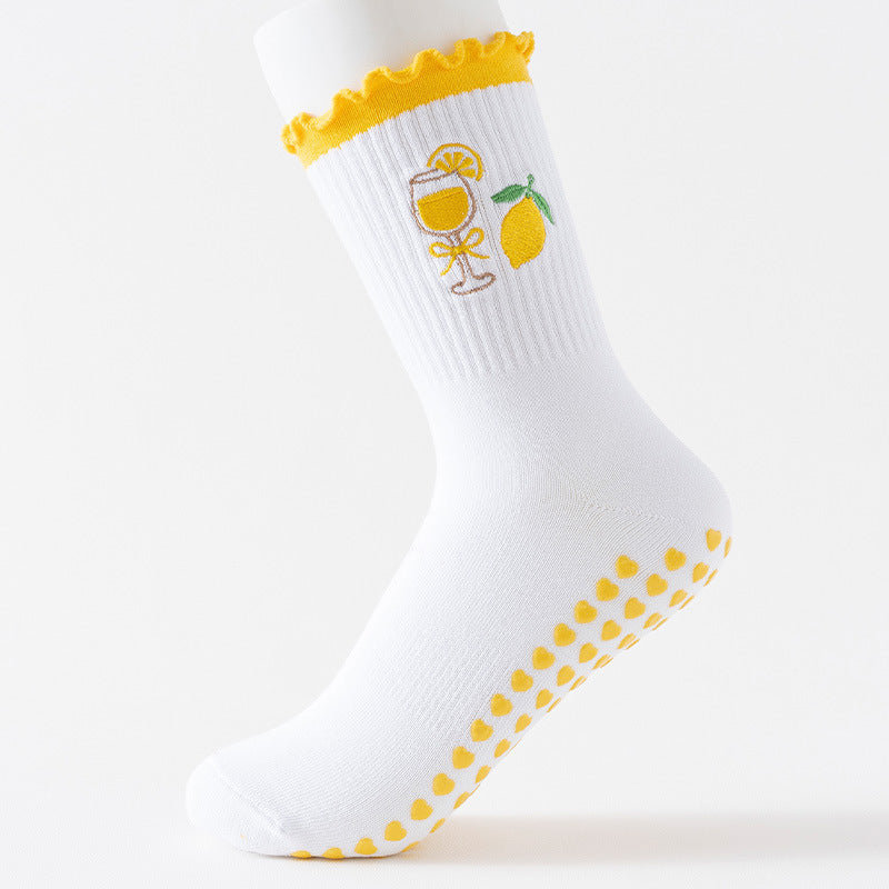 Women's Cartoon Pilates Yoga Grip Crew Socks