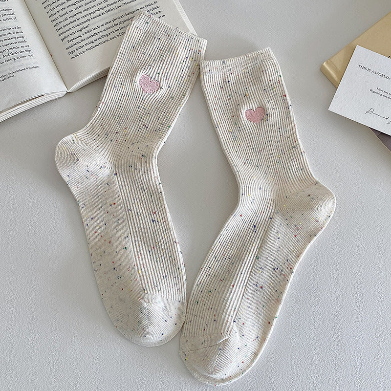 Women's Striped Heart-Label Slouch Crew Socks