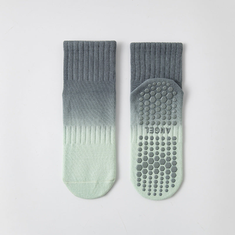 Women's Two-Tone Pilates Yoga Grip Crew Socks