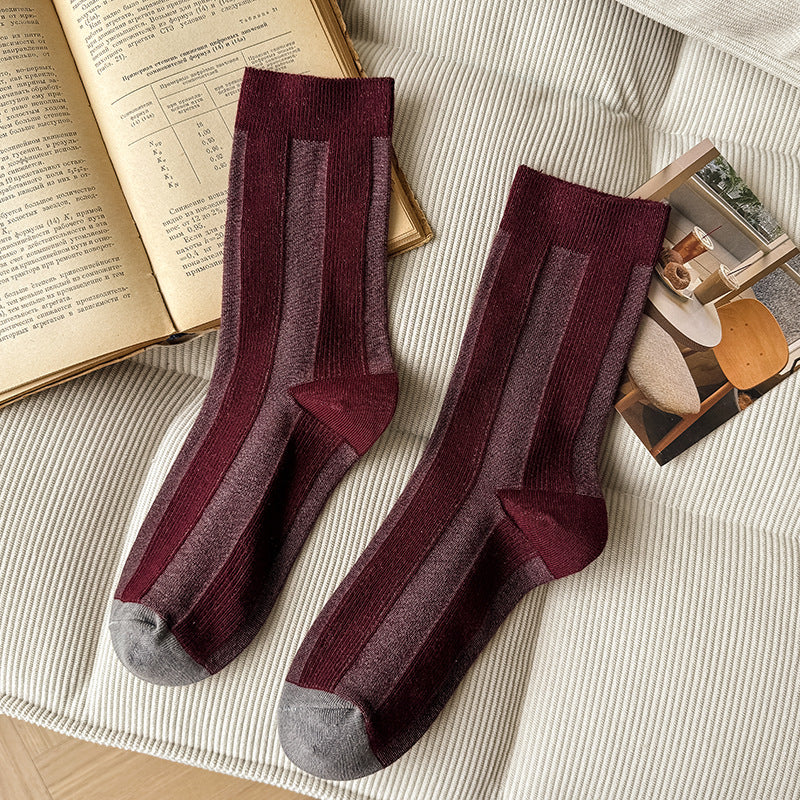 Women's Colour-Block Striped Slouch Cotton Crew Socks