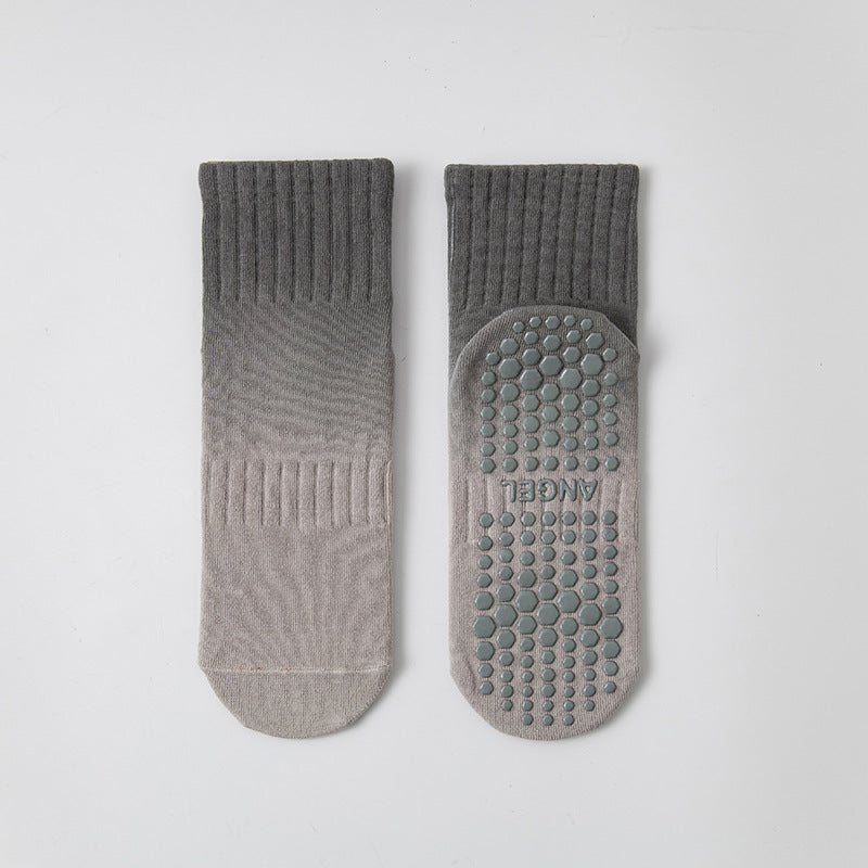 Women's Two-Tone Pilates Yoga Grip Crew Socks