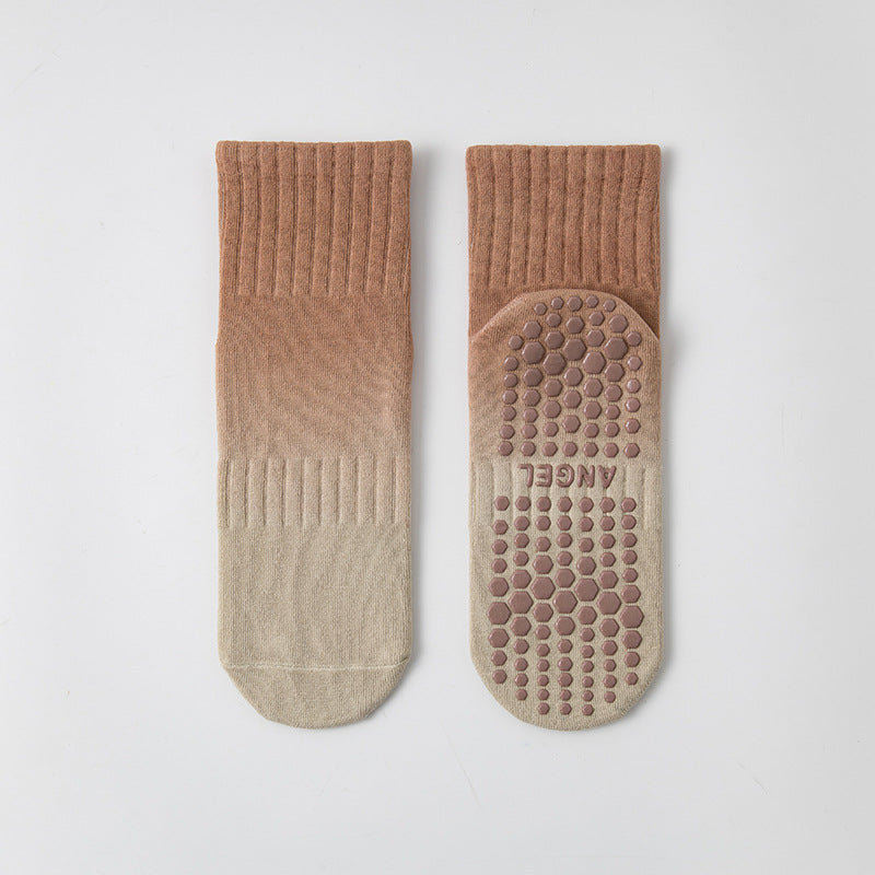 Women's Two-Tone Pilates Yoga Grip Crew Socks