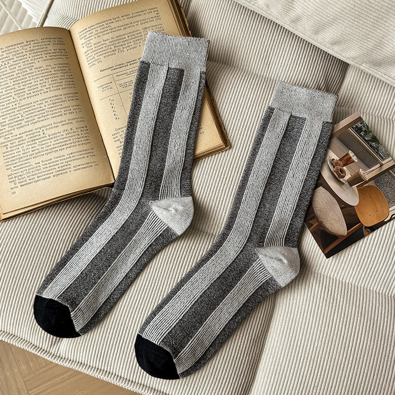 Women's Colour-Block Striped Slouch Cotton Crew Socks