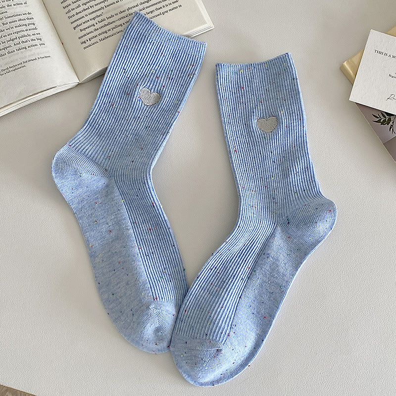 Women's Striped Heart-Label Slouch Crew Socks
