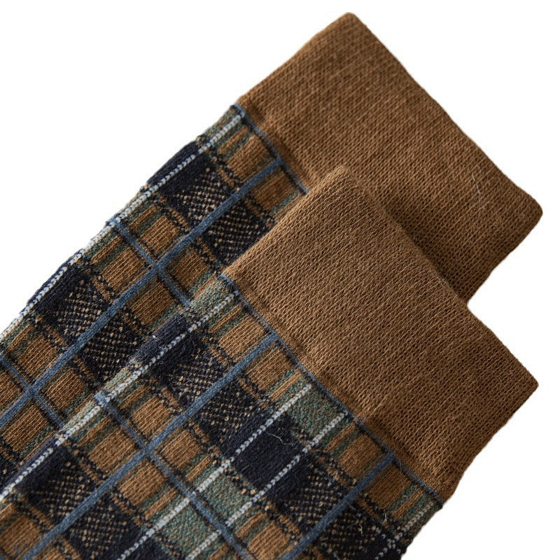 Women's Retro Tartan Cotton Knee-High Socks