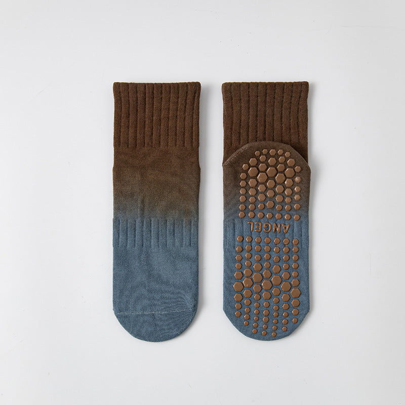 Women's Two-Tone Pilates Yoga Grip Crew Socks