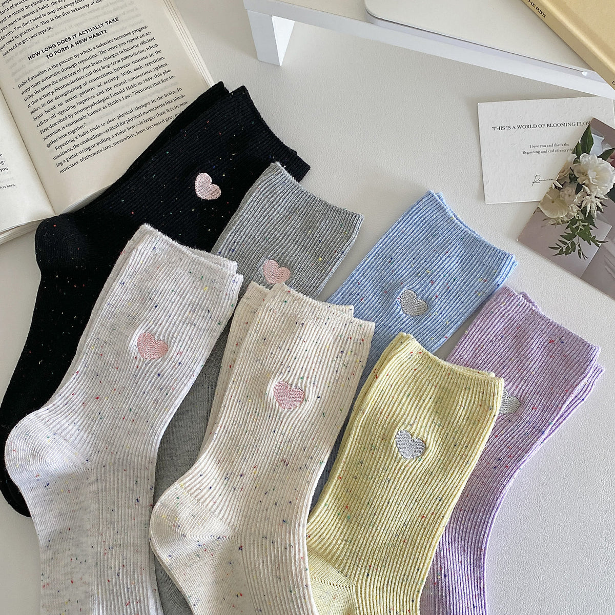 Women's Striped Heart-Label Slouch Crew Socks