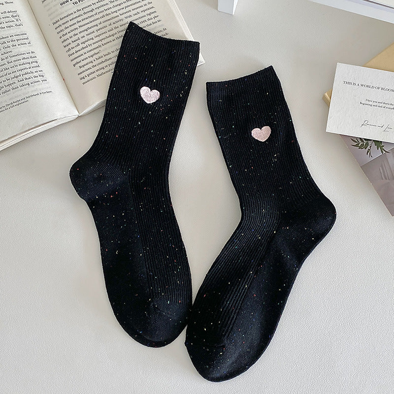 Women's Striped Heart-Label Slouch Crew Socks