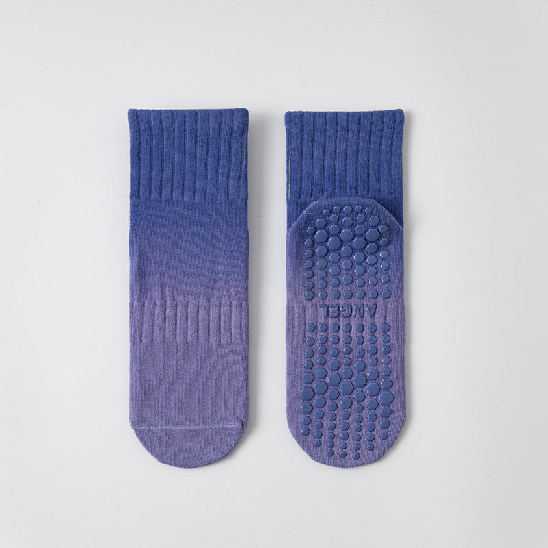 Women's Two-Tone Pilates Yoga Grip Crew Socks