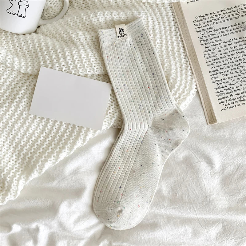 Korean-Inspired Cartoon Crew Socks for Women