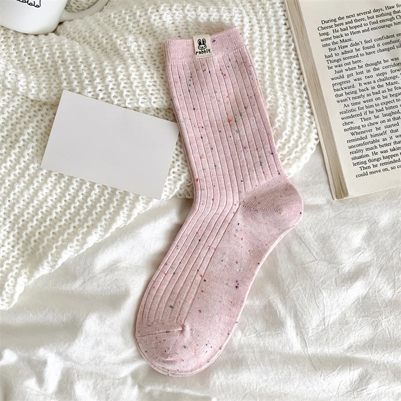 Korean-Inspired Cartoon Crew Socks for Women