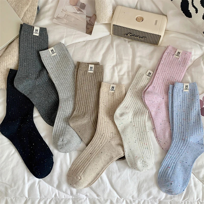 Korean-Inspired Cartoon Crew Socks for Women