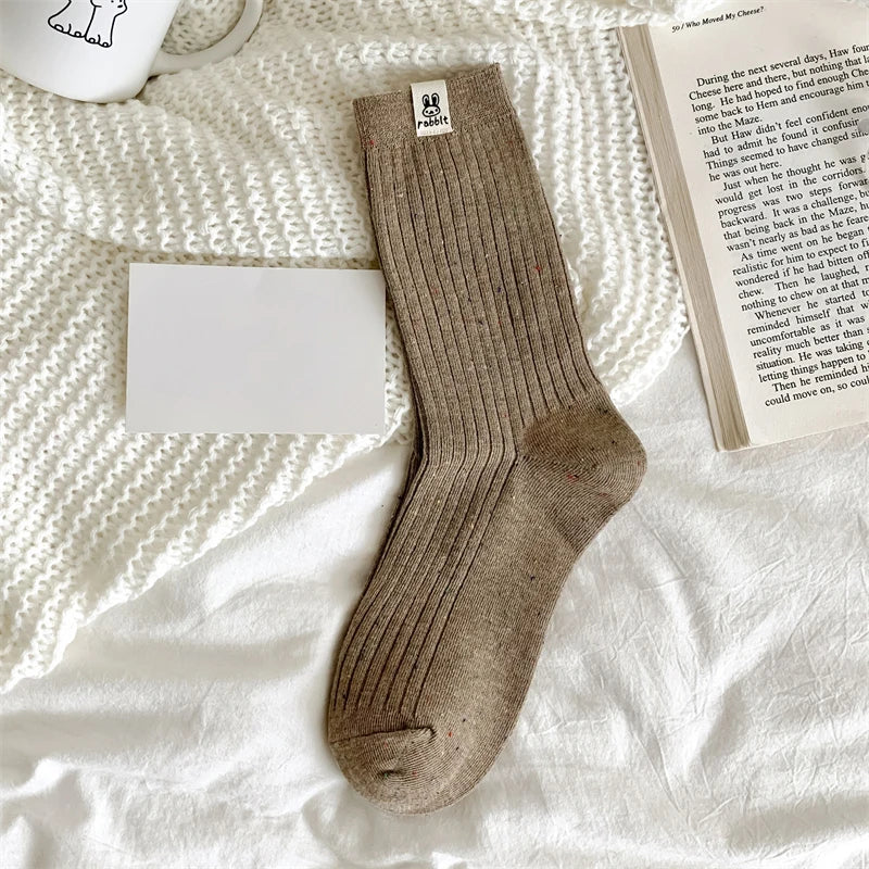 Korean-Inspired Cartoon Crew Socks for Women