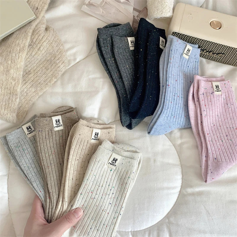 Korean-Inspired Cartoon Crew Socks for Women
