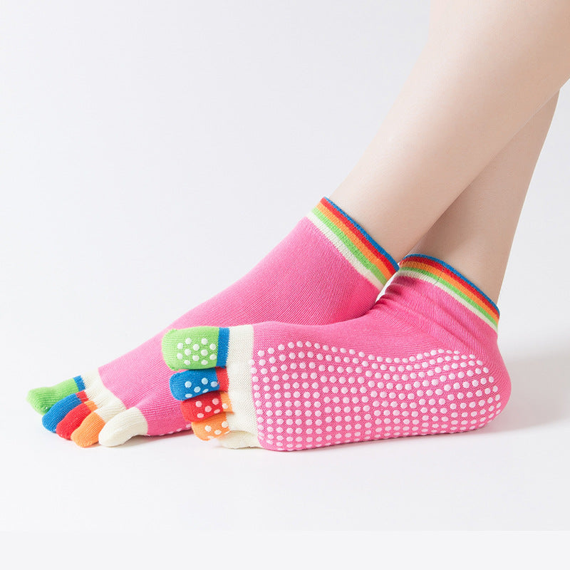 ZoraSocks Five-Toe Colorful Non-Slip Yoga Socks