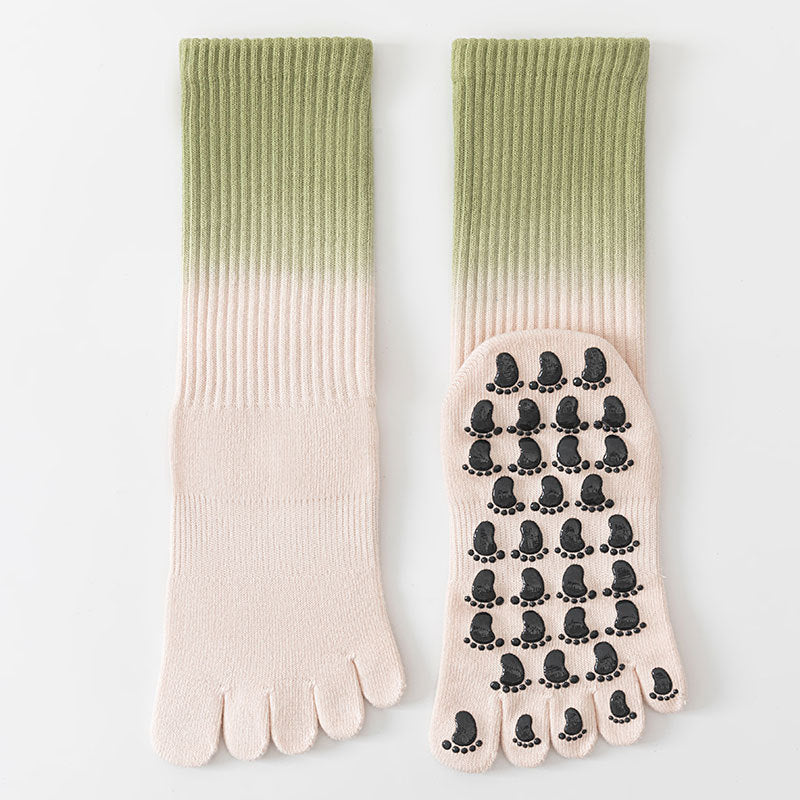 ZoraSocks Gradient Mid-Calf Five-Toe Pilates Grip Socks